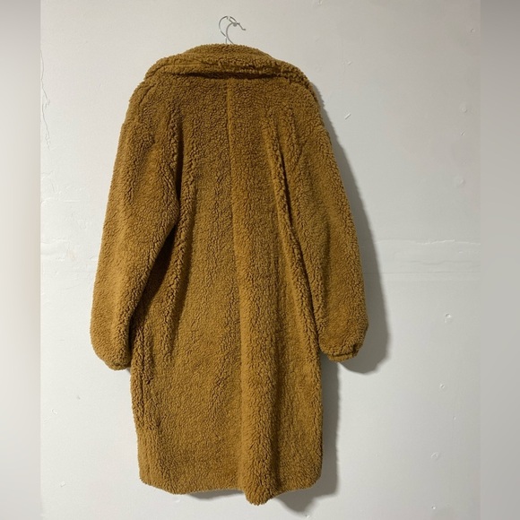 Free People Rare Mongolian Brown Faux Fur Shag Long Coat Floral Jacket Sz Small - Picture 4 of 9